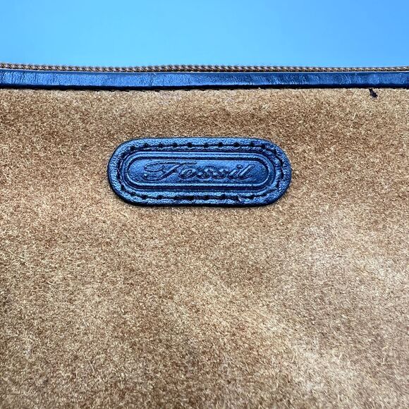 Fossil Suede Small Wristlet Chestnut Brown with Black Trim SL8687 - Picture 4 of 8